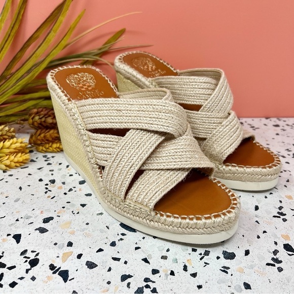 NEW Vince Camuto BAILAH Tan Cross Strap Espadrille Women’s Wedge Sandals Sz 11 - Picture 11 of 11